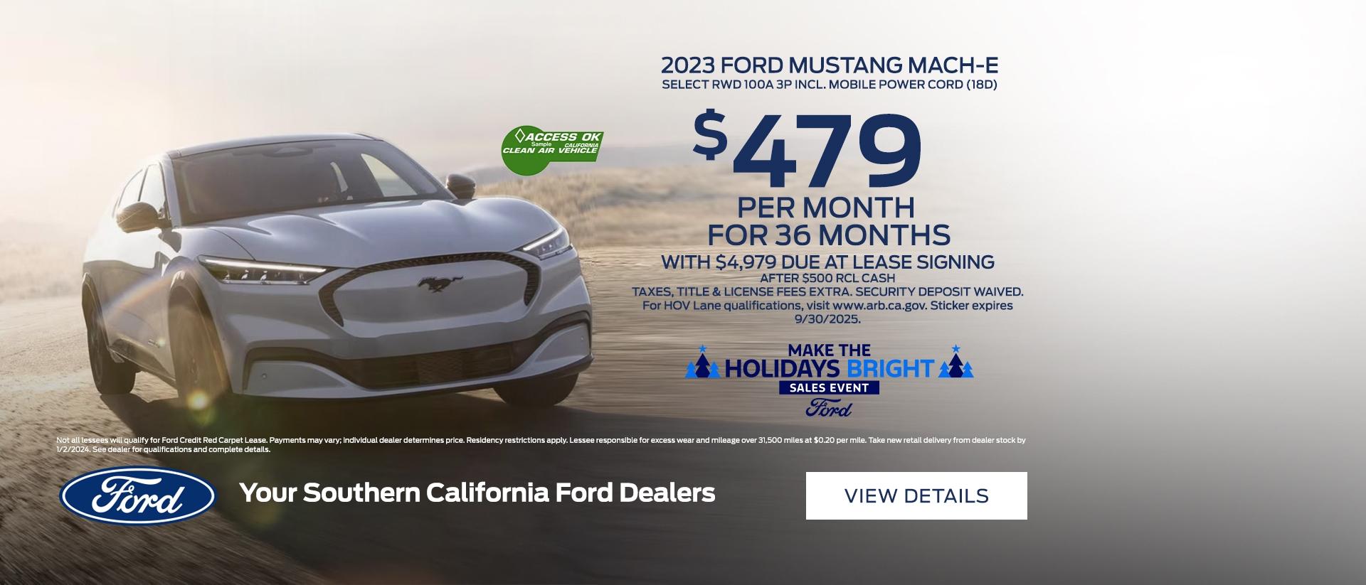 Make the Holidays Bright Sales Event | Ford Mustang Mach-E Lease Offer | Southern California Ford Dealers